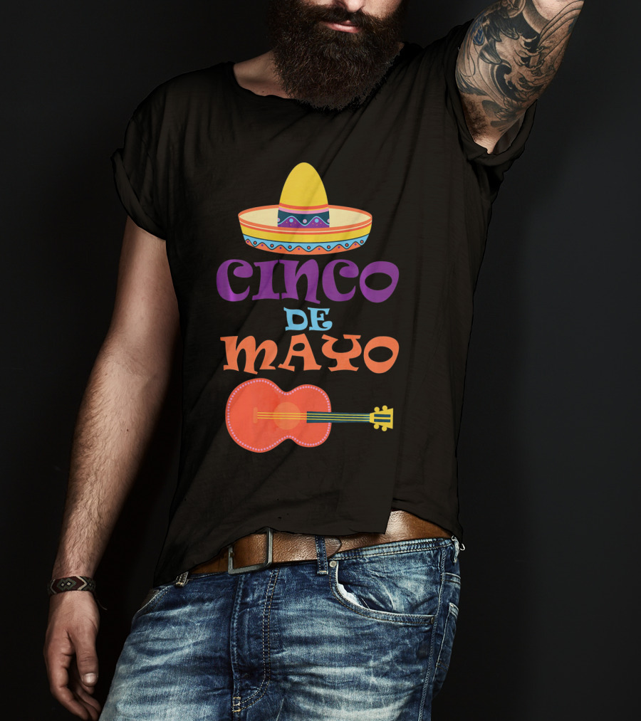 Cinco De Mayo Fiesta Sombrero And Guitar T-Shirt