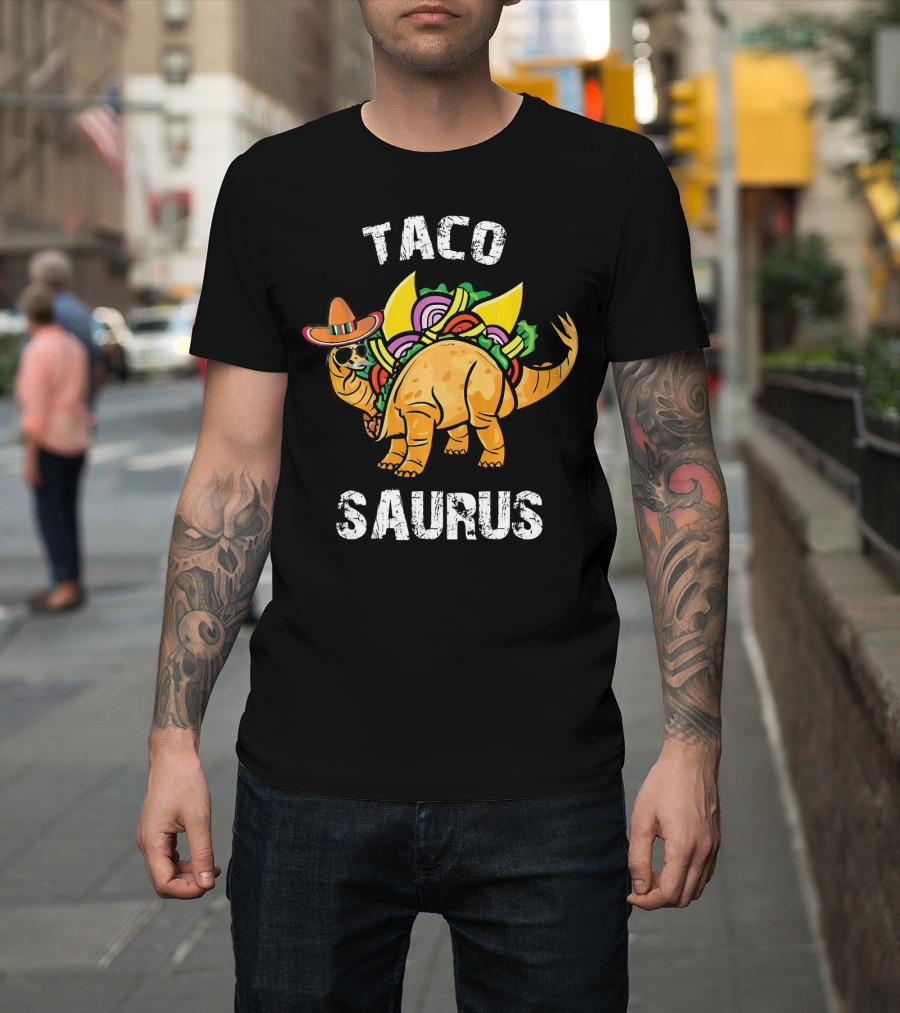 Tacosaurus Taco Dinosaur Funny Cinco De Mayo Fiesta T-Shirt