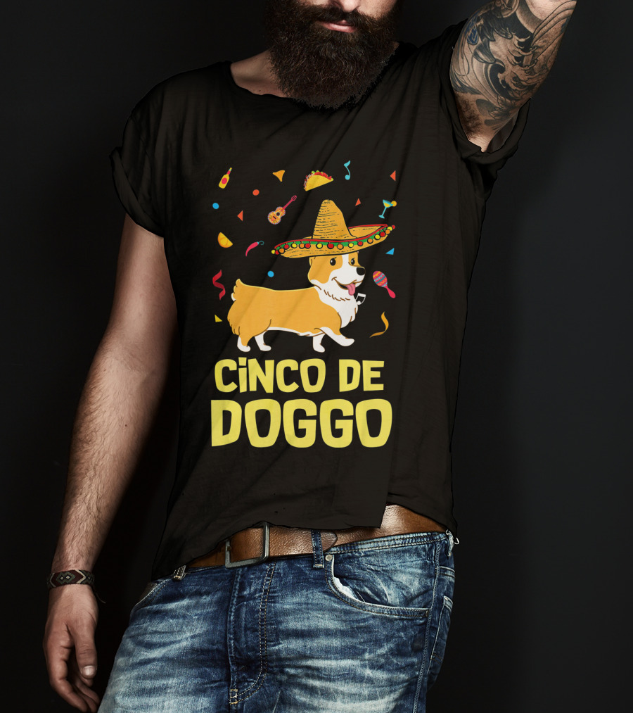 Cinco De Doggo Funny Taco Sombrero Corgi T-Shirt