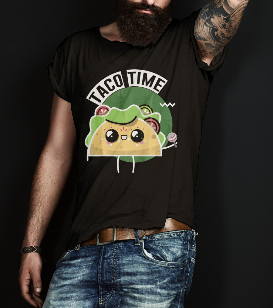 Taco Time Cinco De Mayo Me Food Cartoon Fiesta T-Shirt