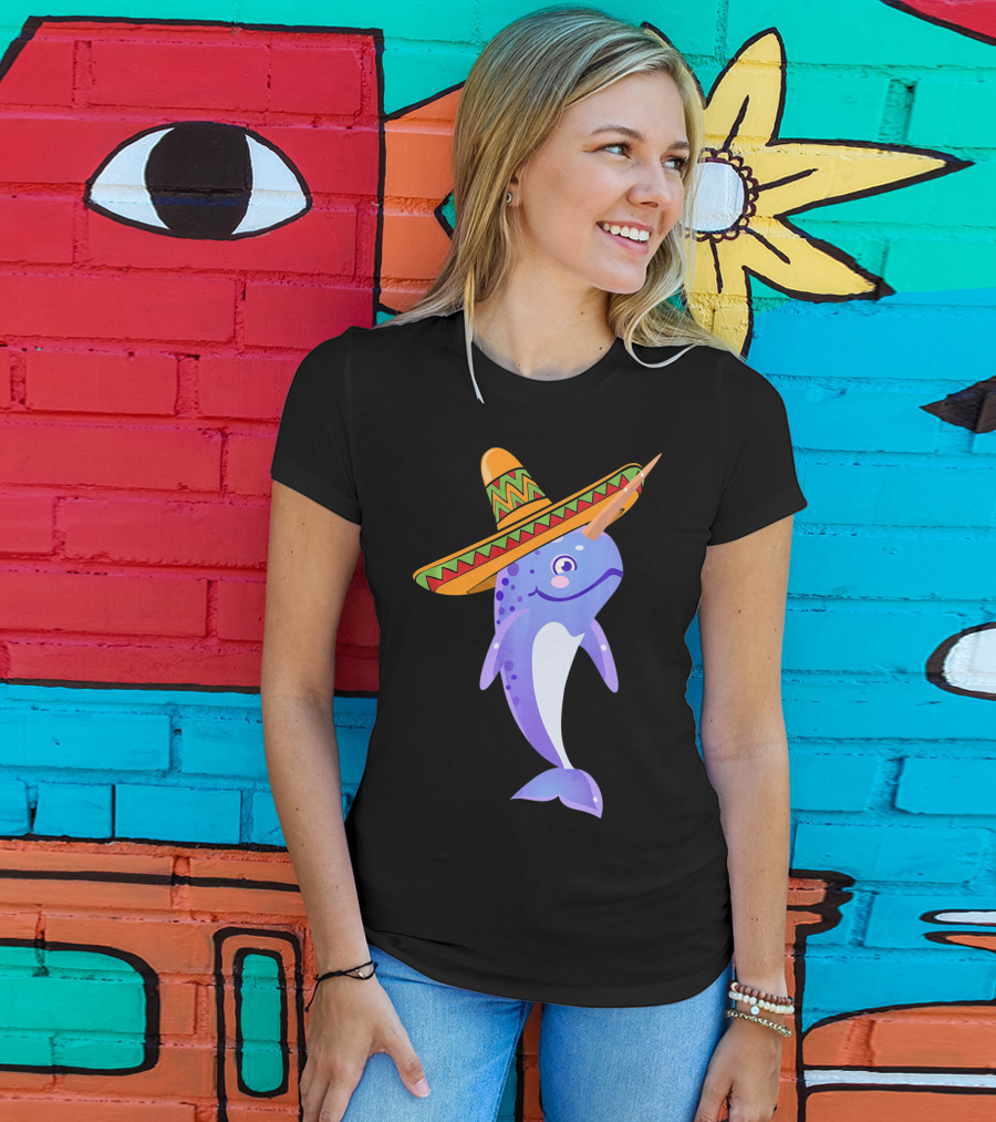 Narwhal Sombrero Mexican Fiesta Cinco De Mayo T-Shirt