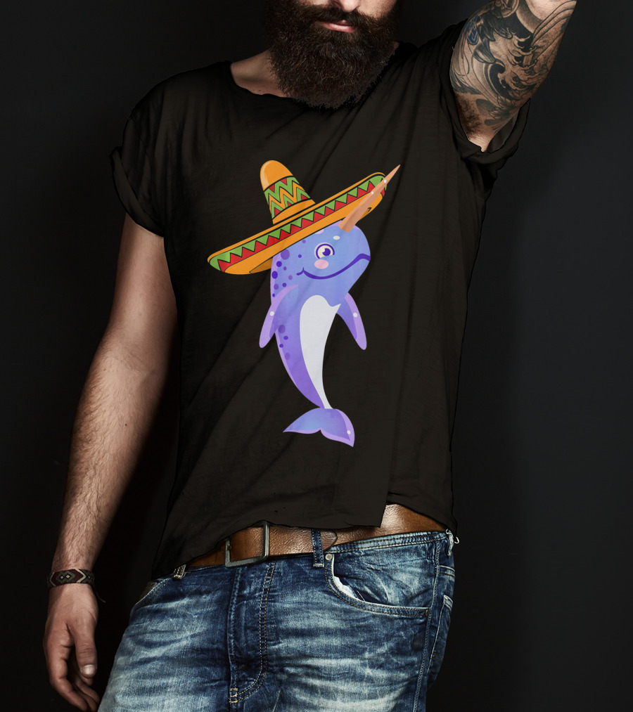 Narwhal Sombrero Mexican Fiesta Cinco De Mayo T-Shirt