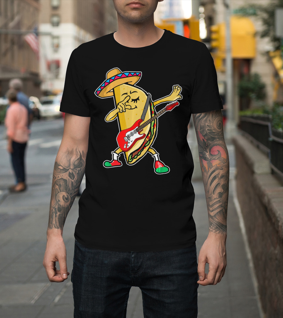 Dabbing Taco Sombrero Guitar Kids Mexican Fiesta T-Shirt
