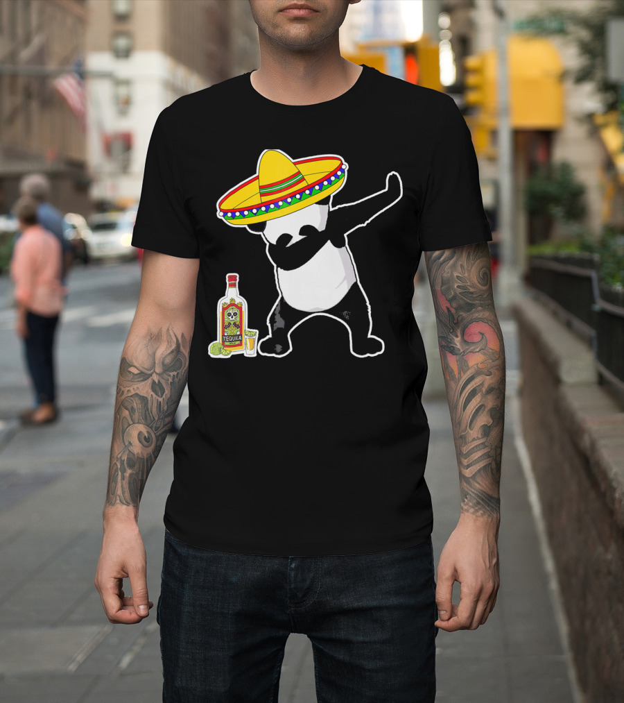 Cinco De Mayo Panda Dabbing With Sombrero And Tequila T-Shirt