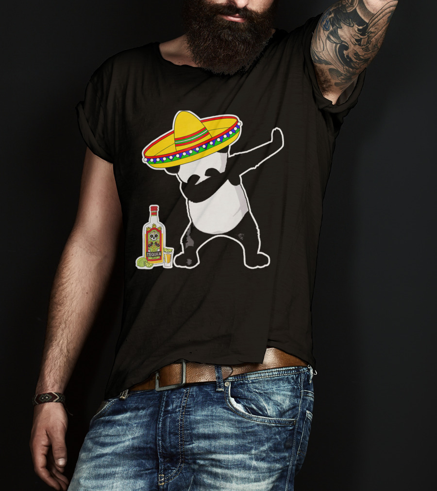 Cinco De Mayo Panda Dabbing With Sombrero And Tequila T-Shirt