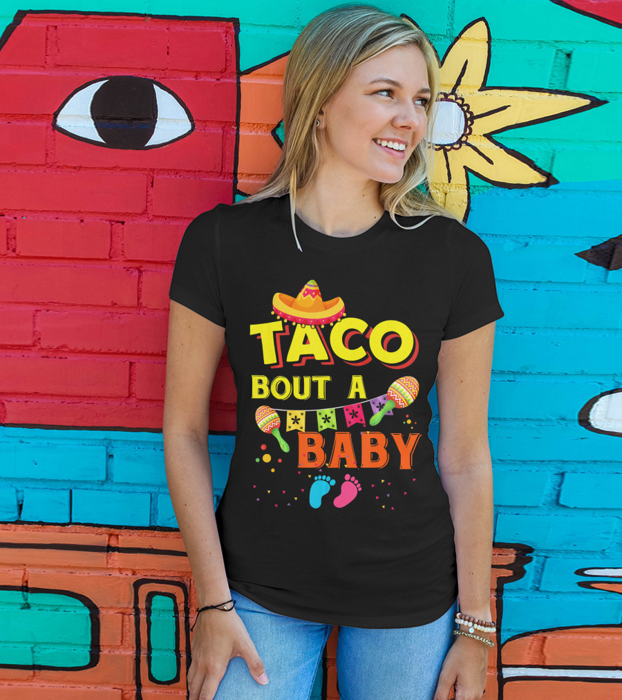 Taco Bout A Baby Sombrero Maracas Colorful Pregnancy Announcement T-Shirt
