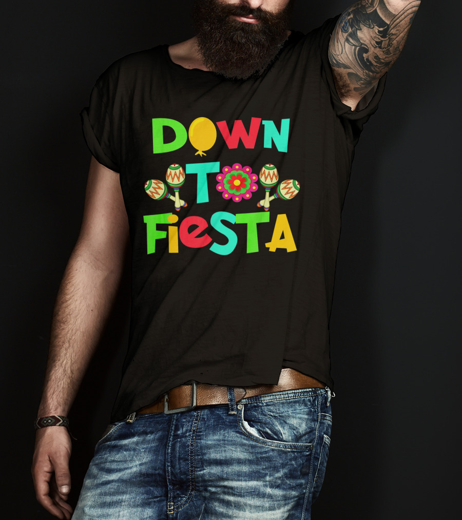 Down To Fiesta Cinco De Mayo Colorful Maracas Balloon Flower T-Shirt