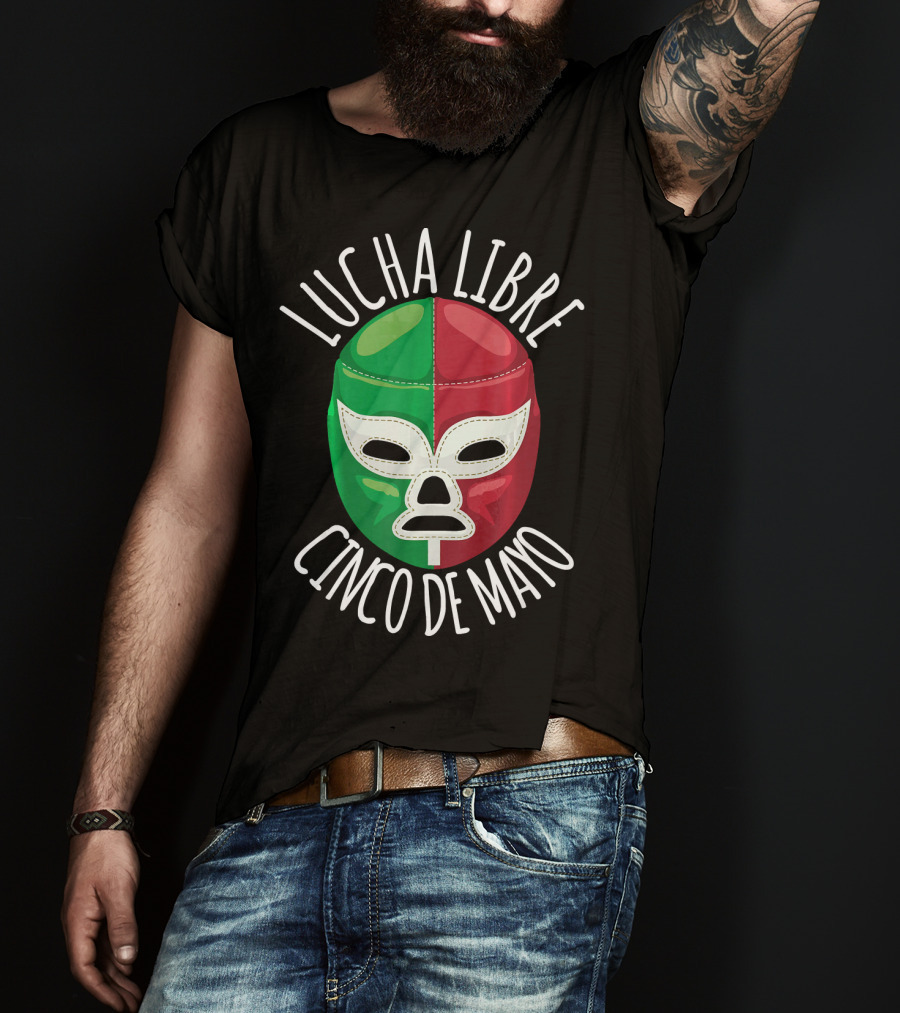 Lucha Libre Cinco De Mayo Wrestling Mask Mexican Flag Colors T-Shirt