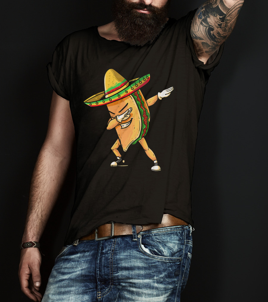 Funny Dabbing Taco Mexican Cinco De Mayo Sombrero Dance T-Shirt