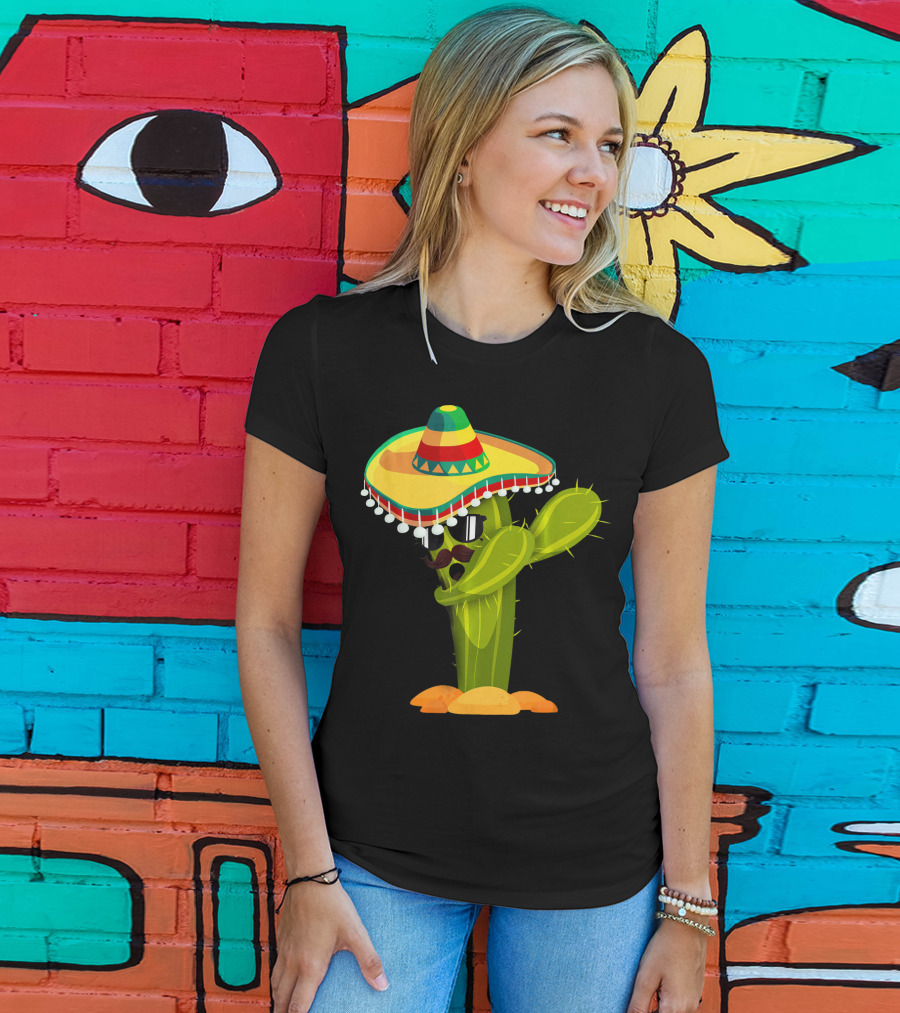 Cinco De Mayo Dabbing Cactus Sombrero Boy T-Shirt
