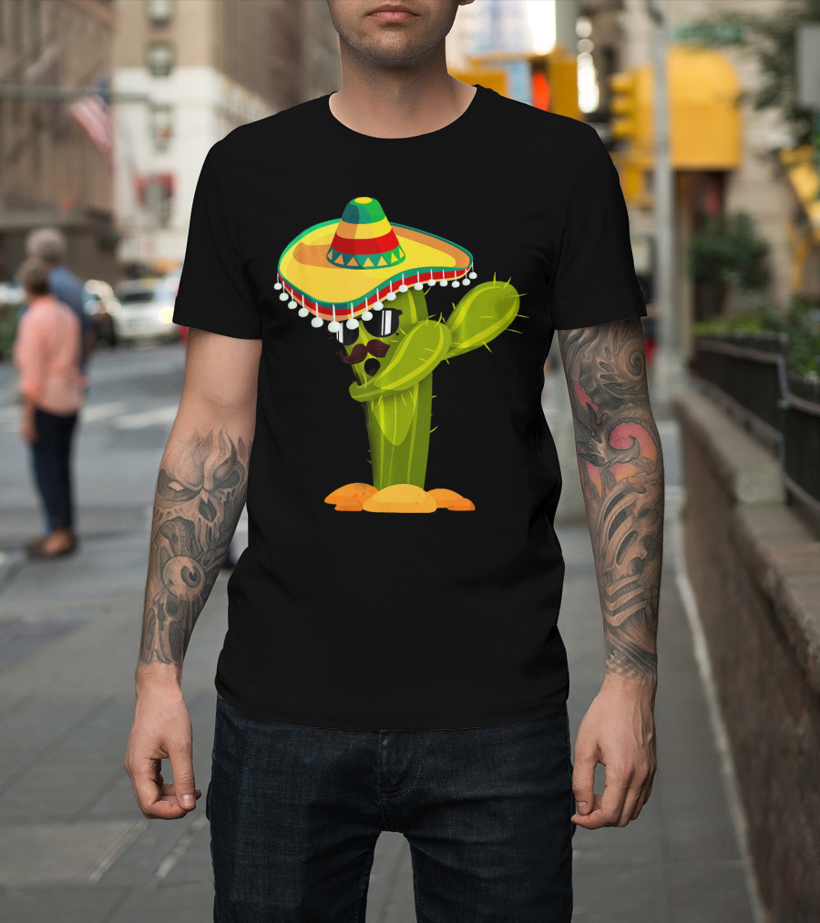 Cinco De Mayo Dabbing Cactus Sombrero Boy T-Shirt