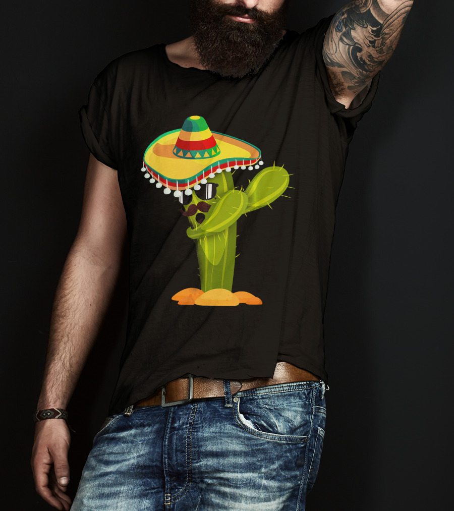 Cinco De Mayo Dabbing Cactus Sombrero Boy T-Shirt