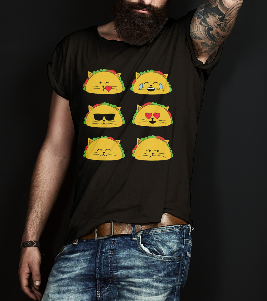 Taco Cat Emoji Faces Tacocat Lover T-Shirt
