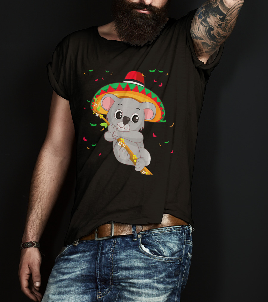 Cute Koala Bear With Sombrero Celebrating Cinco De Mayo 5th Of May T-Shirt