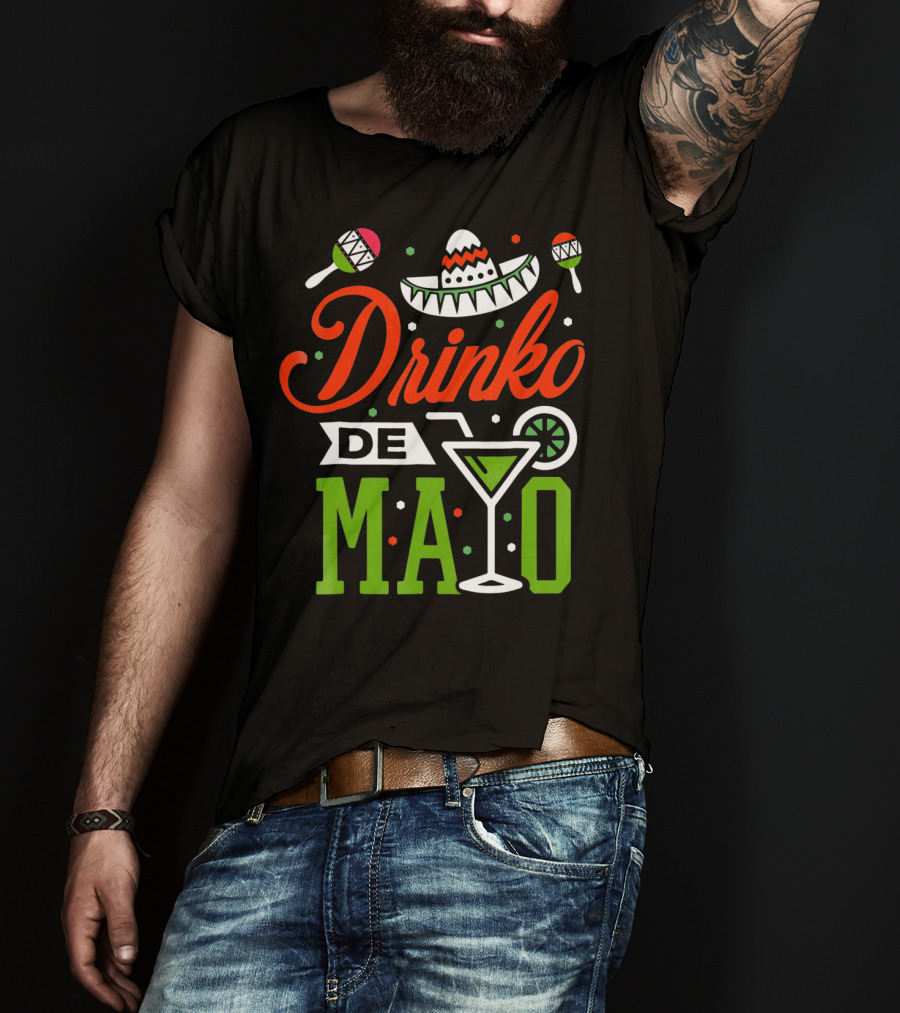 Drinko De Mayo Sombrero Maracas Margarita Icons T-Shirt