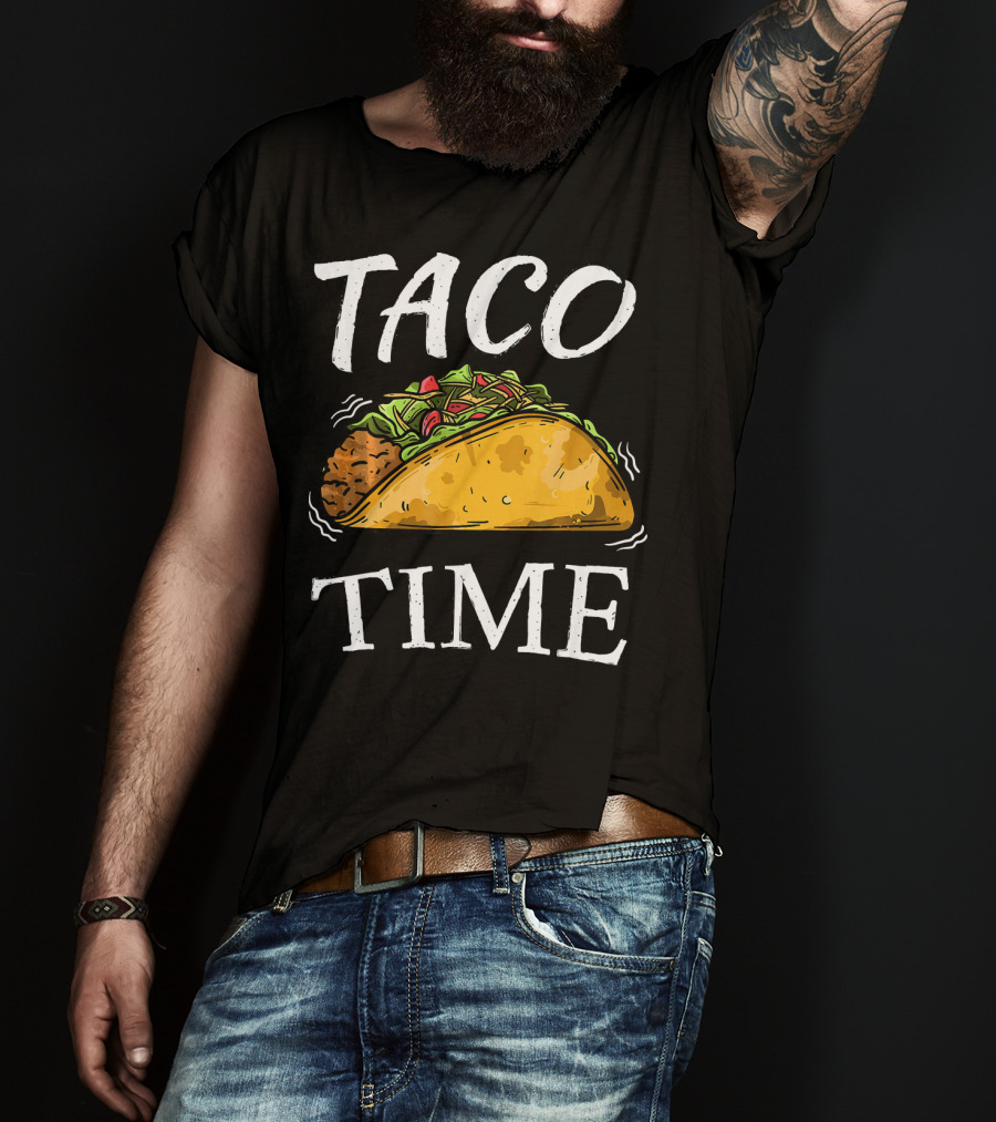 Taco Time Funny Cinco De Mayo Celebration With Taco Drawing T-Shirt