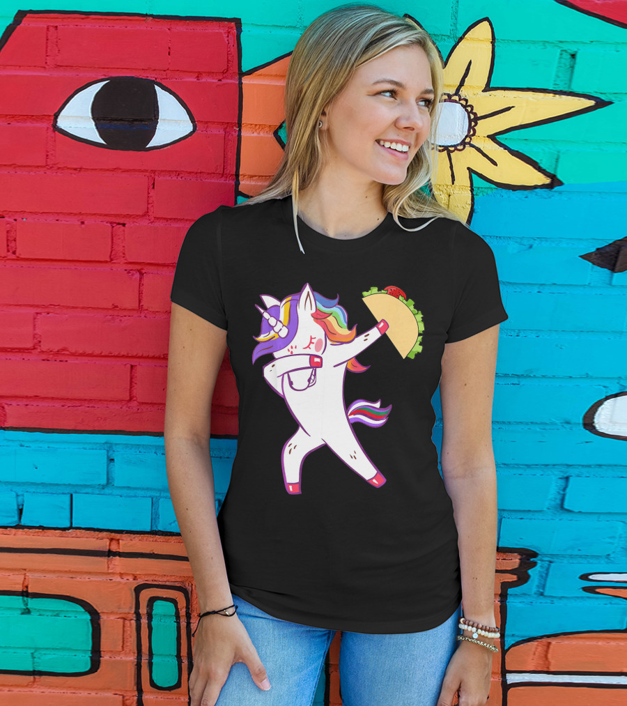 Unicorn Dabbing With Taco Cinco De Mayo T-Shirt
