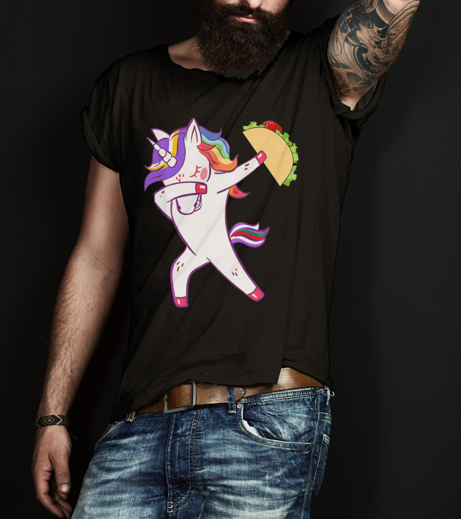 Unicorn Dabbing With Taco Cinco De Mayo T-Shirt