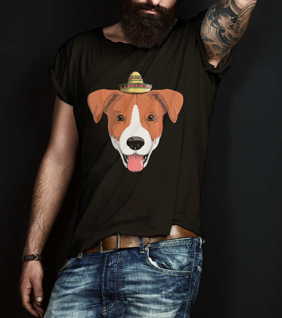 Jack Russell Dog Sombrero Fiesta Cinco De Mayo T-Shirt