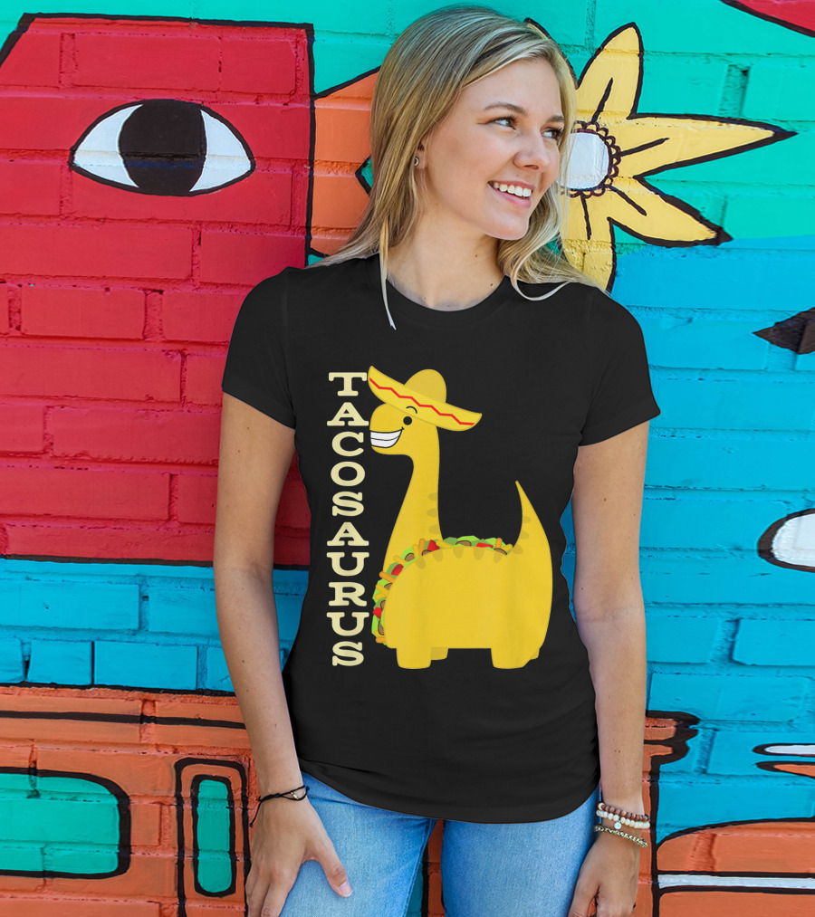Cinco De Mayo Tacosaurus Dinosaur With Sombrero T-Shirt