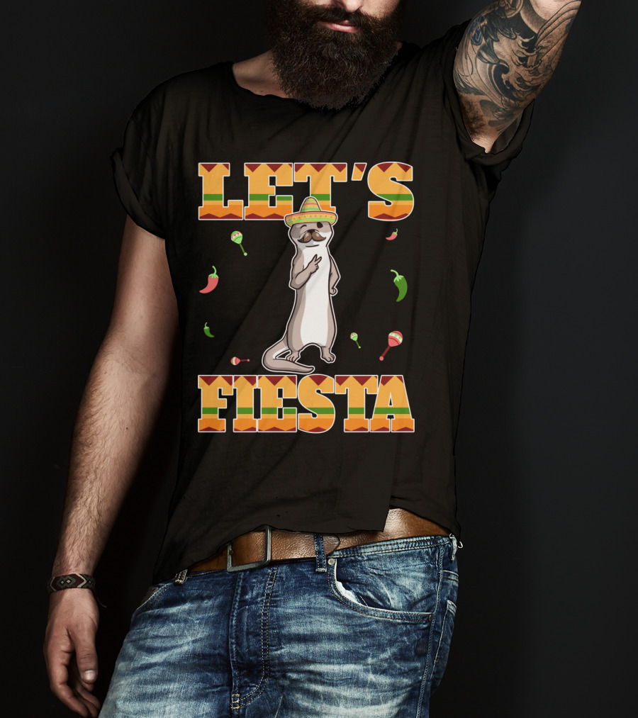 Let's Fiesta Otter Sombrero Maracas Peppers Cinco De Mayo Mexican T-Shirt