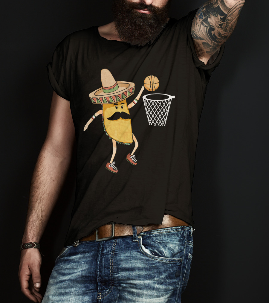 Sombrero Taco Slam Dunk Basketball Sports Fun T-Shirt