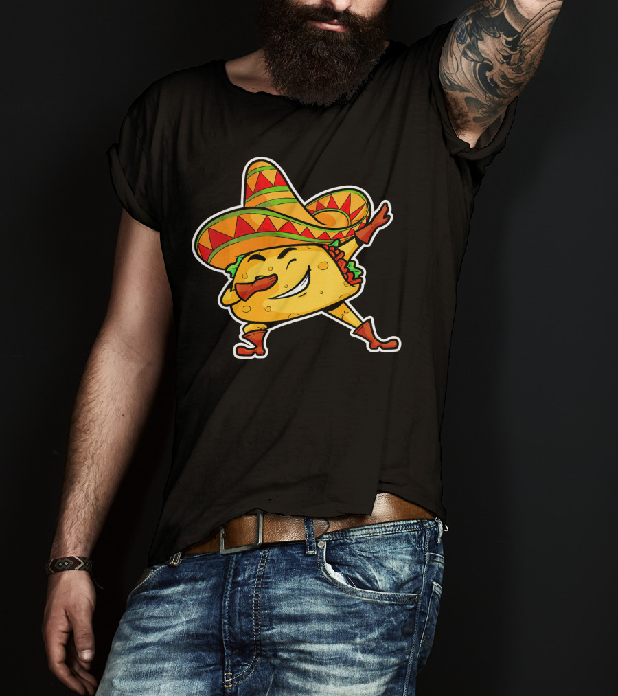 Dabbing Taco With Sombrero Cinco De Mayo T-Shirt