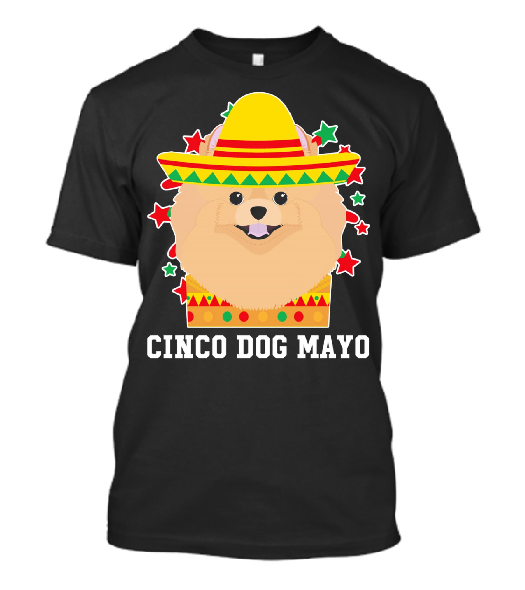 Cinco Dog Mayo Pomeranian Sombrero Stars T-Shirt
