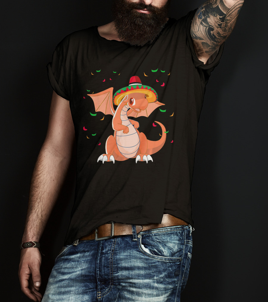 Cute Dragon Cinco De Mayo Celebrations With Sombrero T-Shirt
