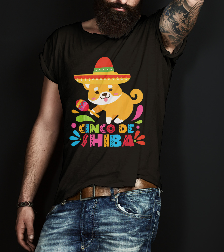 Cinco De Shiba Dog Mexican Fiesta T-Shirt