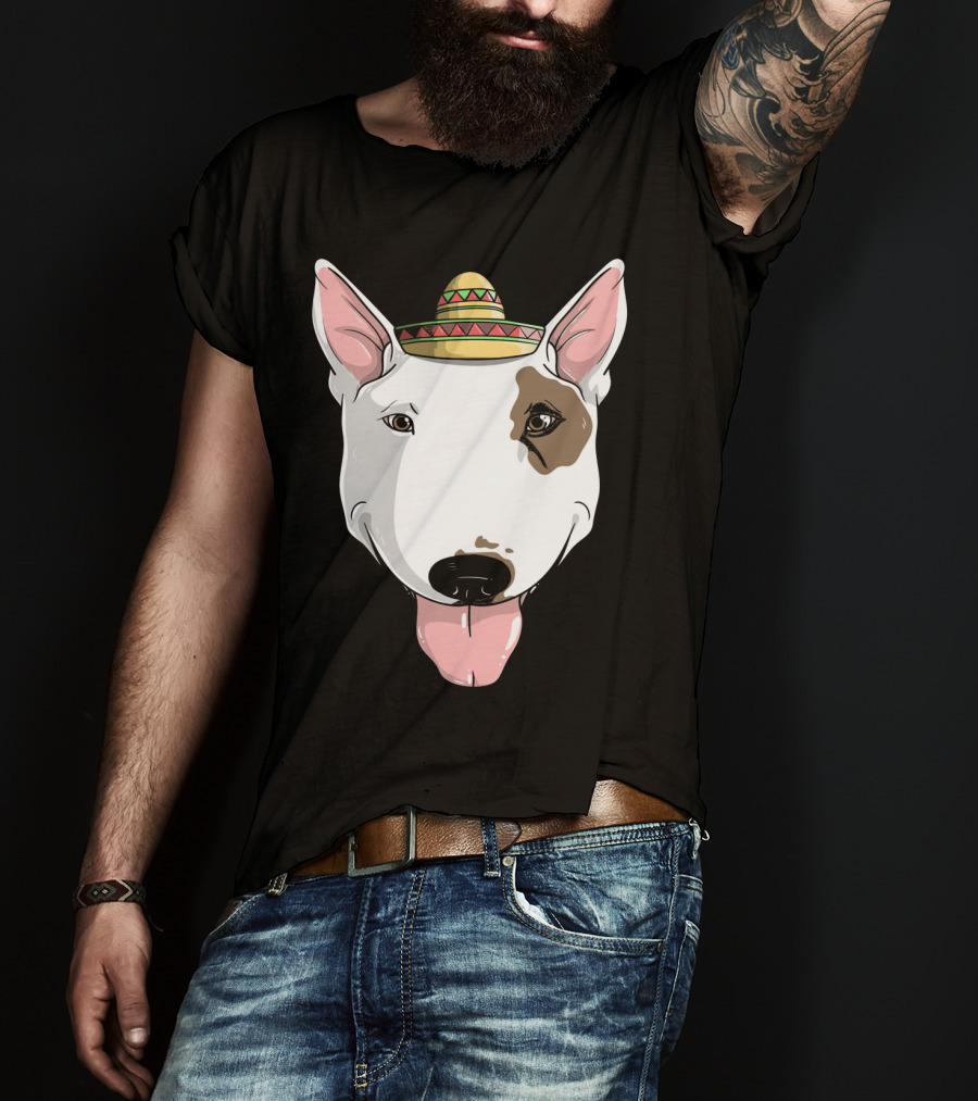 Bull Terrier Dog Sombrero Fiesta Cinco De Mayo T-Shirt