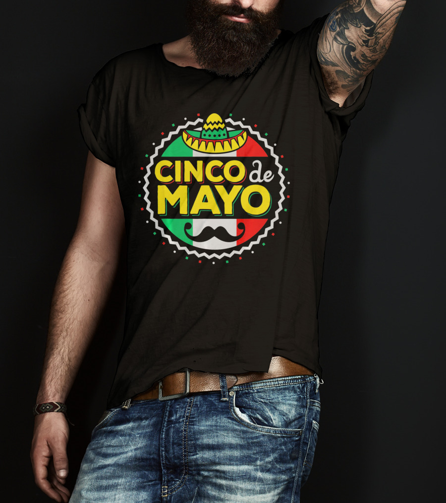 Cinco De Mayo Mexican Sombrero Mustache T-Shirt