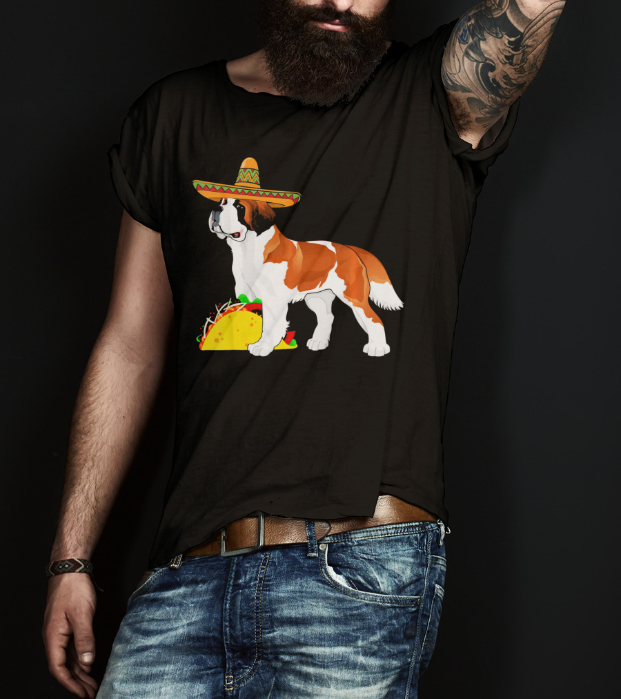 Cinco De Mayo Bernard Sombrero Taco Fun T-Shirt