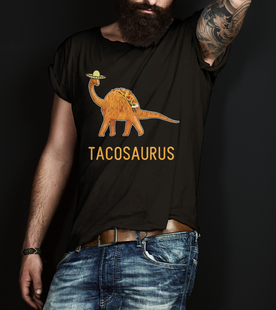 Funny Cinco De Mayo Tacosaurus Dinosaur In Sombrero With Taco Back T-Shirt