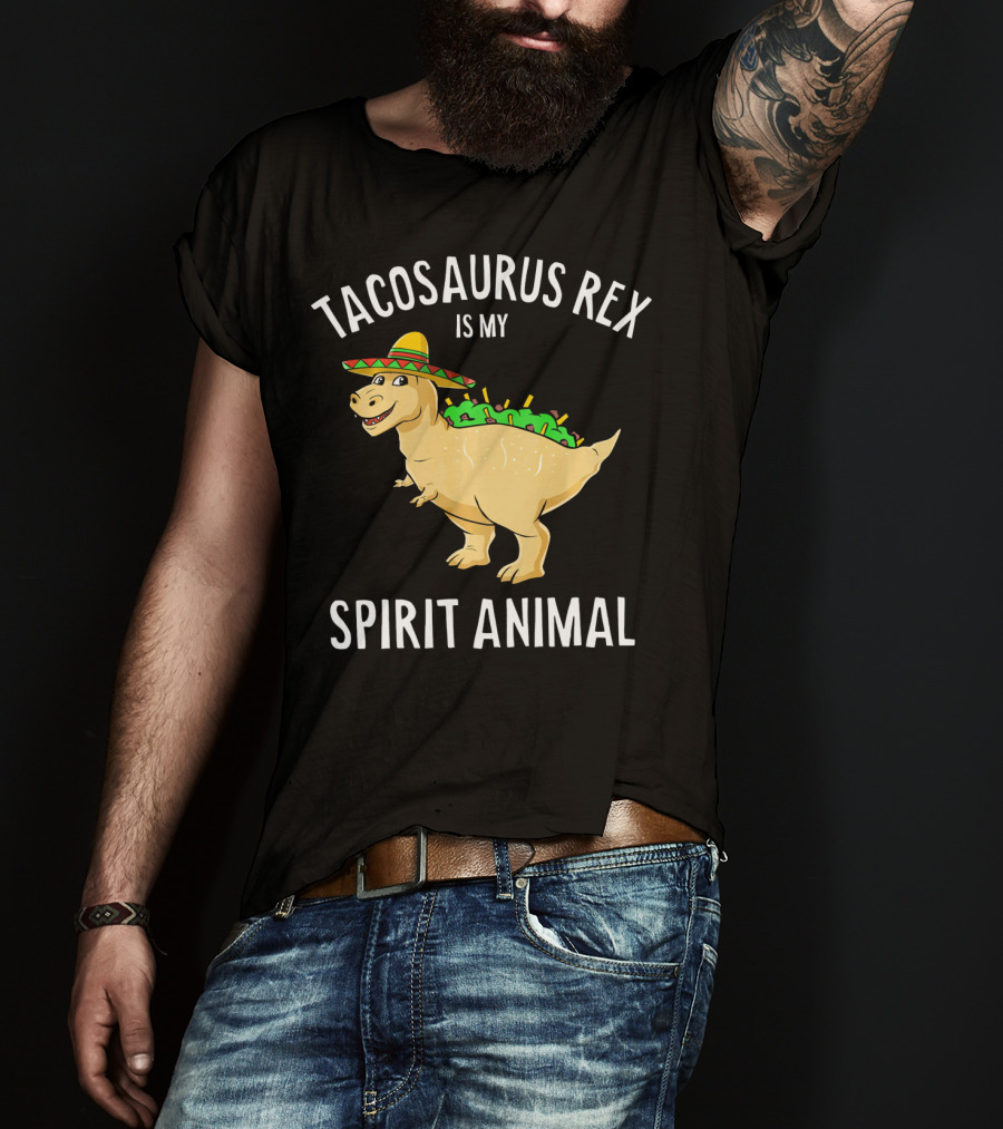 Tacosaurus Rex Is My Spirit Animal Sombrero Dinosaur With Taco Back T-Shirt