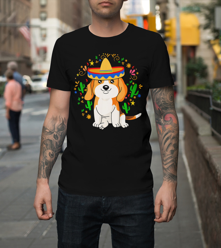 Cinco De Mayo Beagle Sombrero Cactus T-Shirt