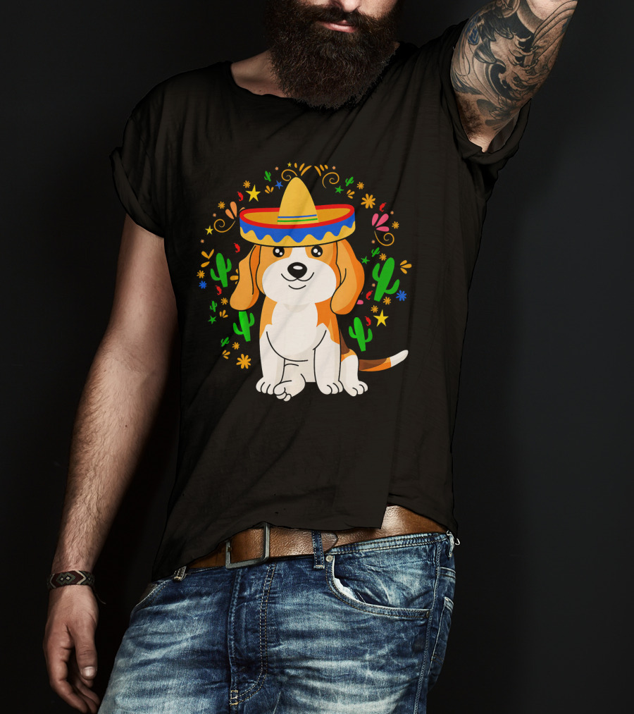 Cinco De Mayo Beagle Sombrero Cactus T-Shirt
