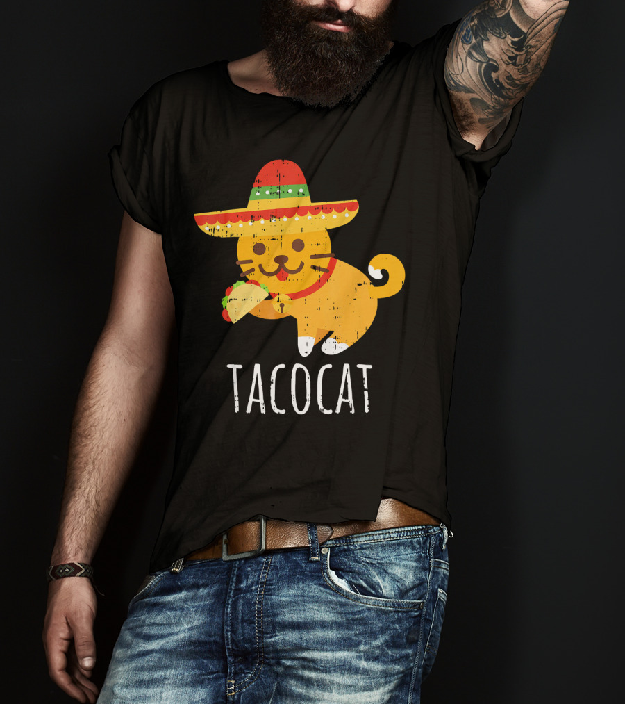 Tacocat Sombrero Taco Cat Funny Mexican Cinco De Mayo T-Shirt