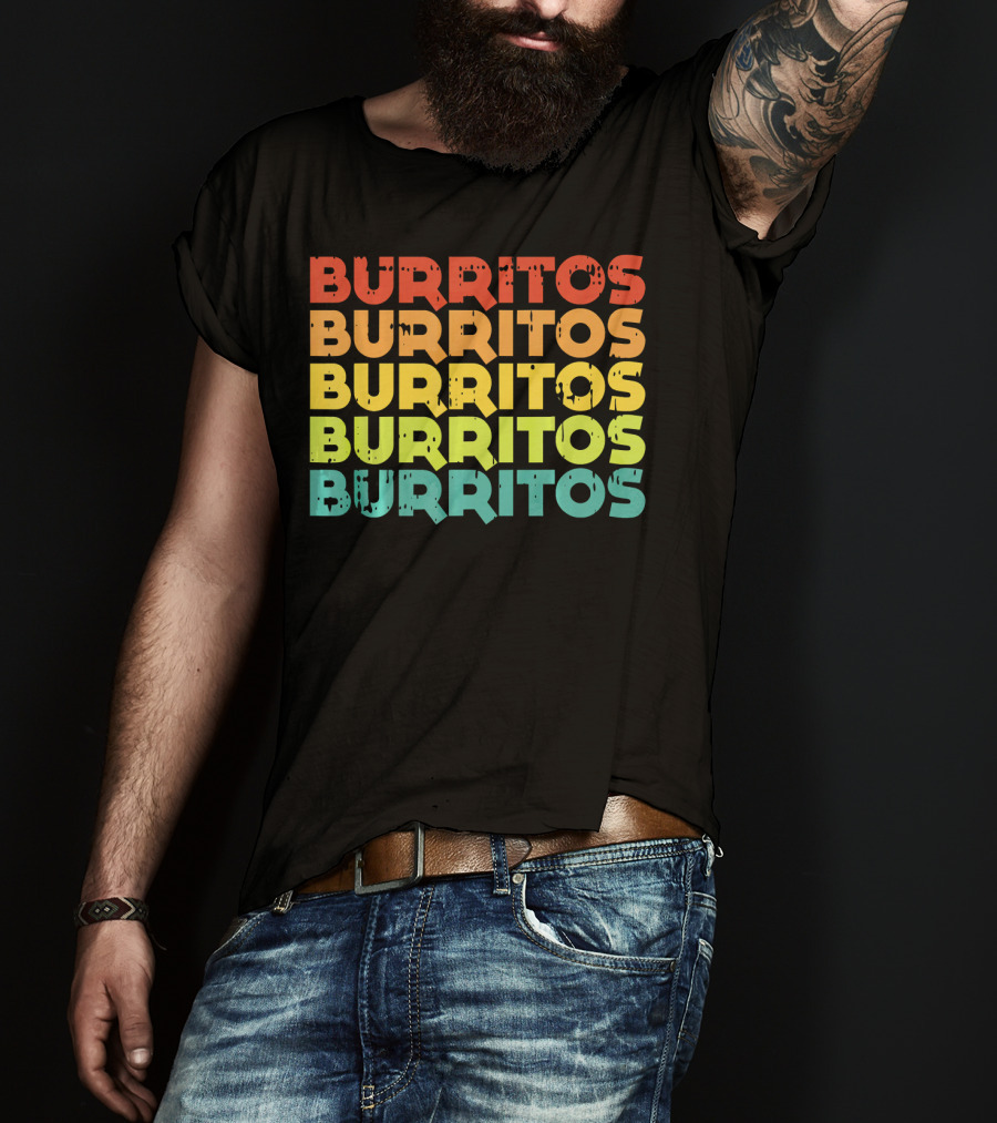 Cinco De Mayo Burritos Retro Vintage Mex T-Shirt