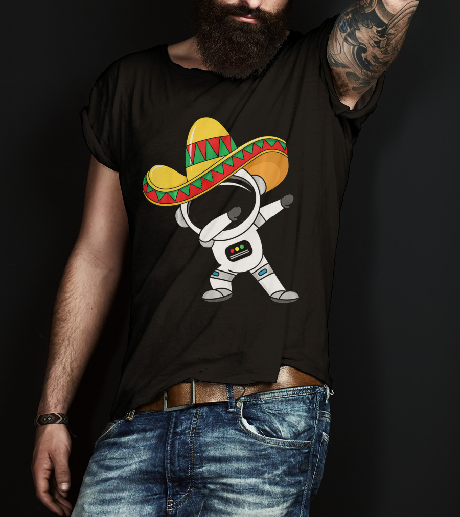 Kids Cinco De Mayo Astronaut Sombrero Dabbing T-Shirt