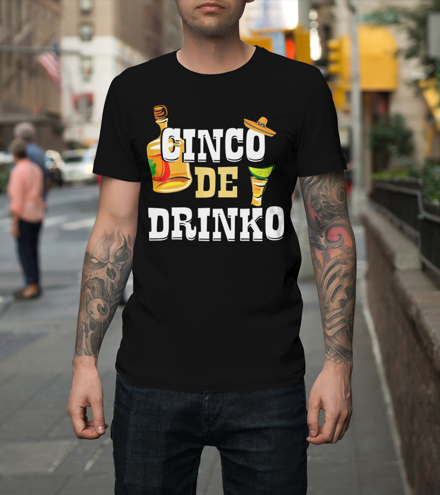 Cinco De Drinko Mexican Funny Sombrero Bottle Lime T-Shirt