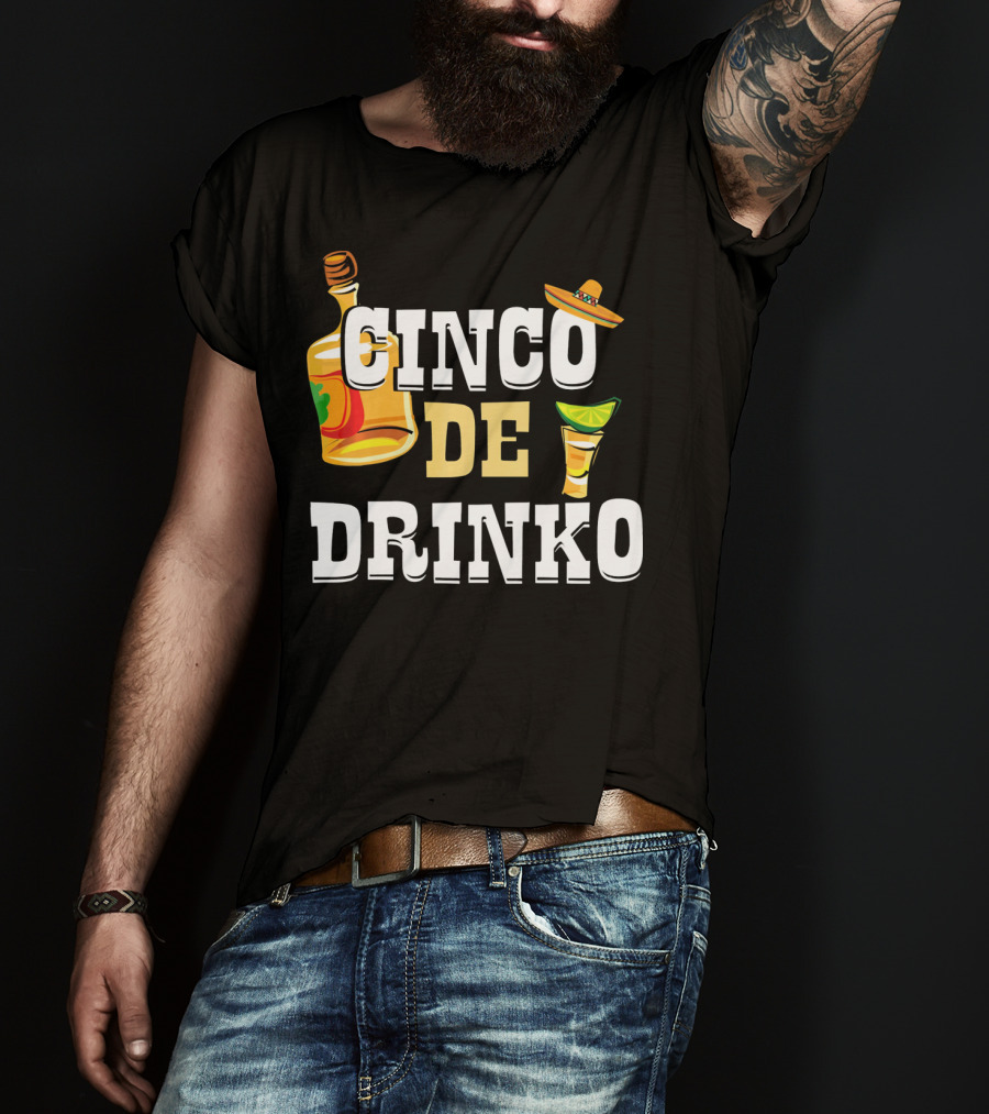 Cinco De Drinko Mexican Funny Sombrero Bottle Lime T-Shirt