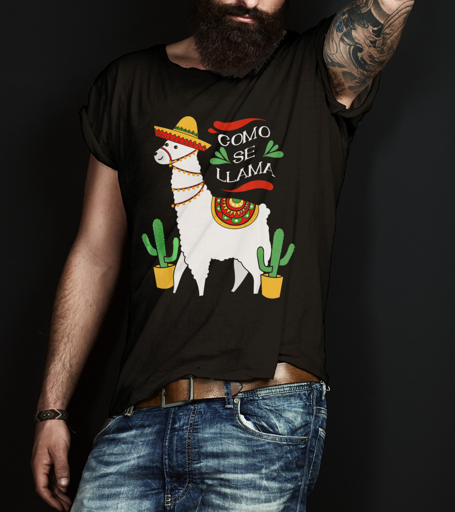 Como Se Llama Cactus Cute Llama With Sombrero Cinco De Mayo T-Shirt