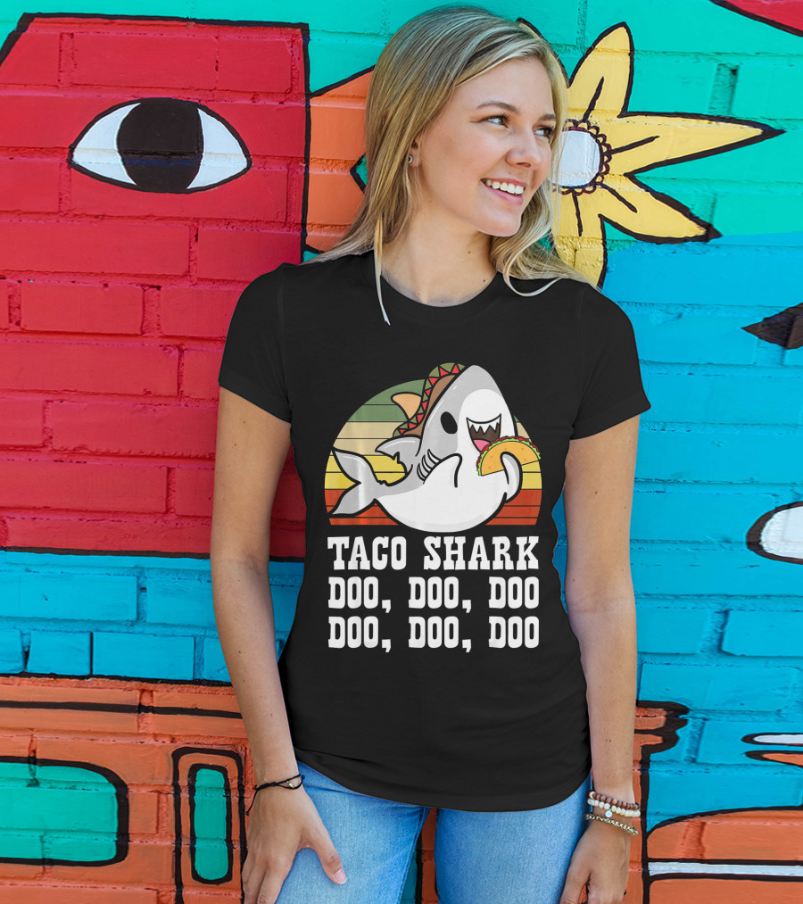 Taco Shark Doo Doo Doo Doo Doo Doo Mexican Cinco Lover T-Shirt