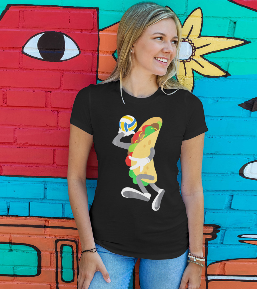Taco Volleyball Ball Funny Mexican Cinco Volleyball Player T-Shirt