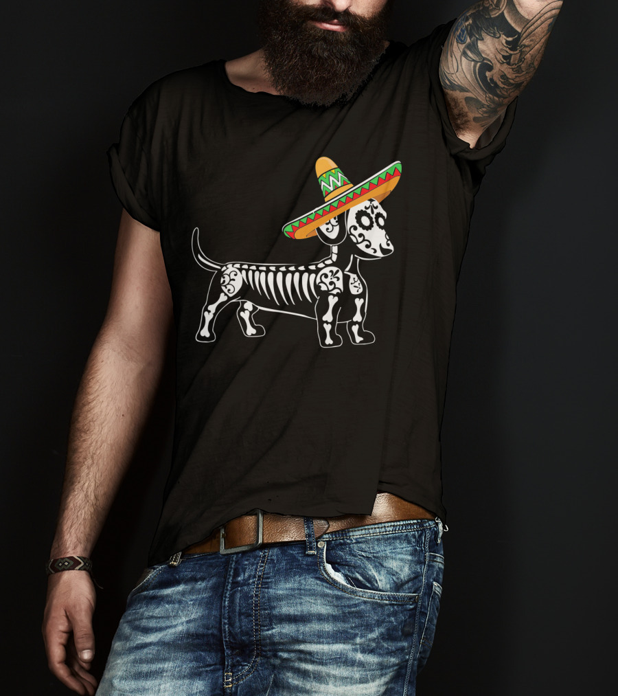 Dachshund Cinco De Mayo Skeleton Dog Sombrero Mom Pet Do T-Shirt