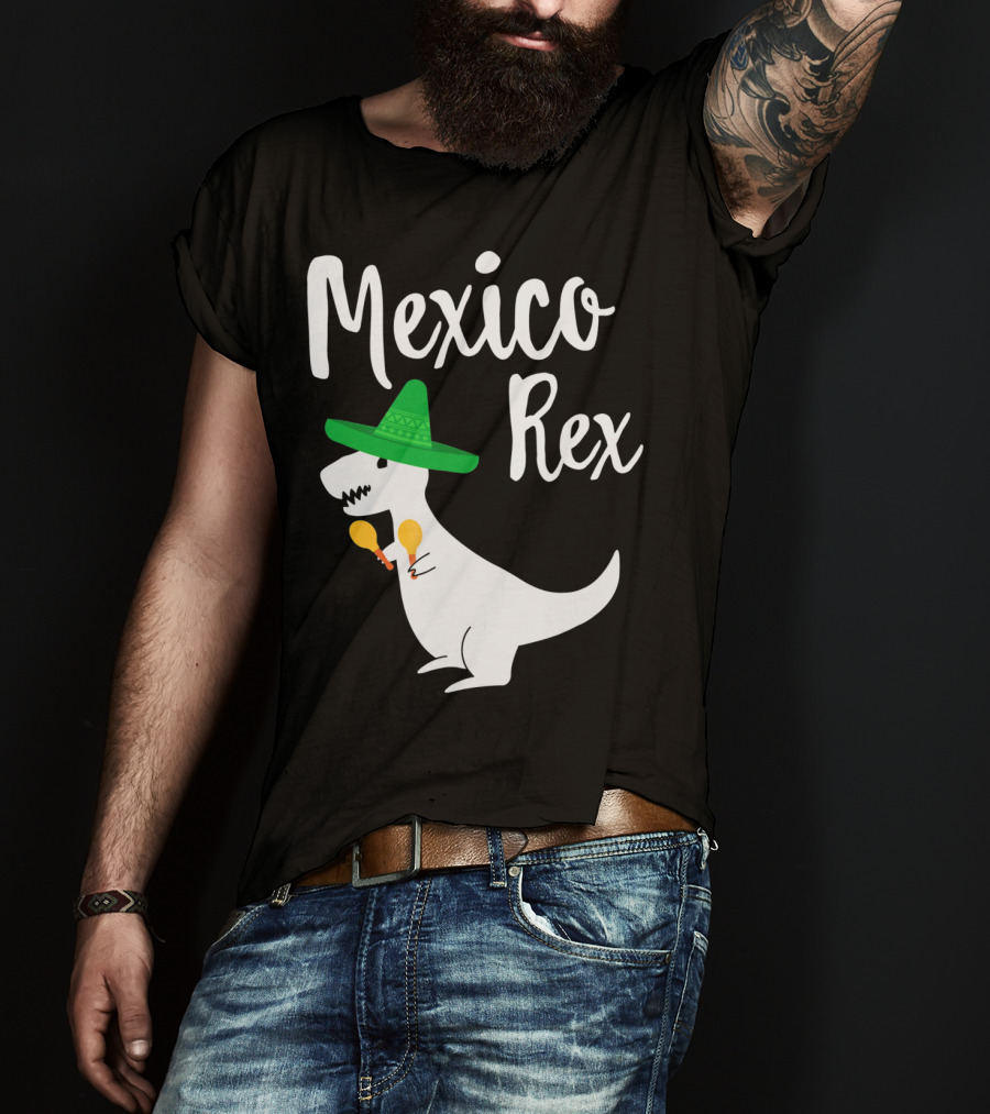 Mexico Rex Sombrero Maracas Cute Dinosaur Pun T-Shirt
