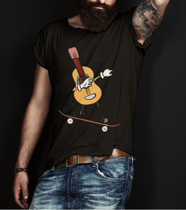 Skateboard Cinco De Mayo Funny Mexico Guitar Riding T-Shirt