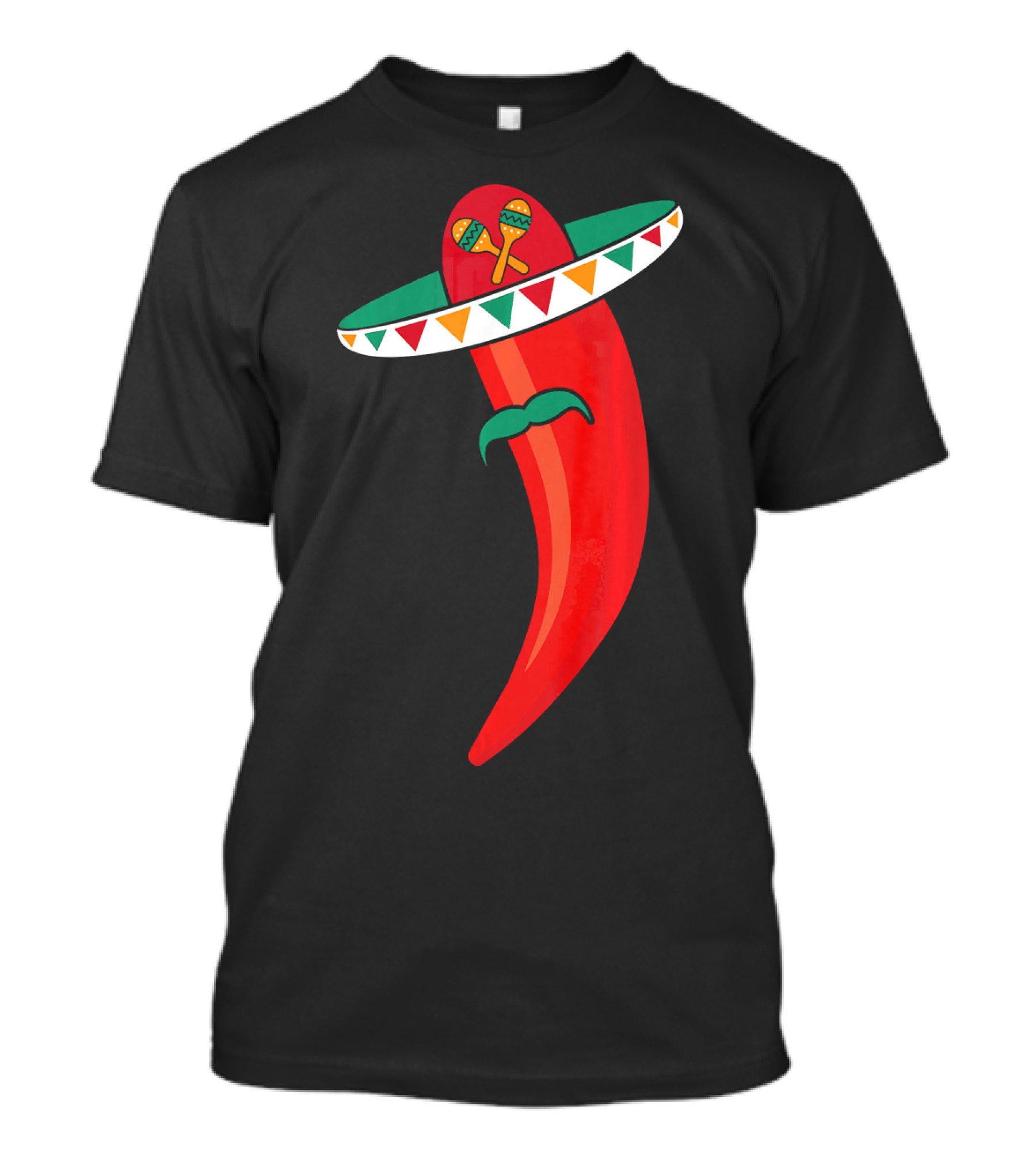 Sombrero Mustache Chili Pepper With Maracas T-Shirt