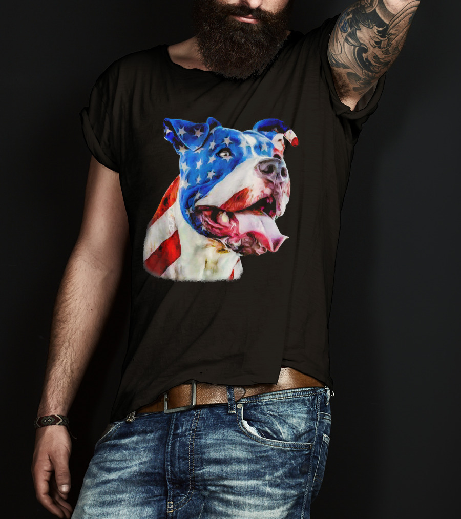 American Pit Bull Terrier USA Flag T-Shirt